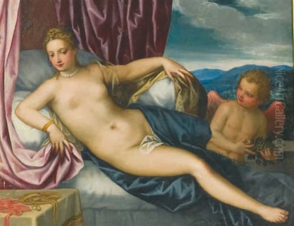 Venus Allongee Oil Painting by Hans Rottenhammer the Elder