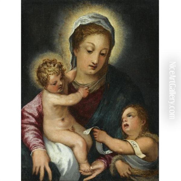 The Virgin And Child With The Infant Saint John The Baptist Oil Painting by Hans Rottenhammer the Elder