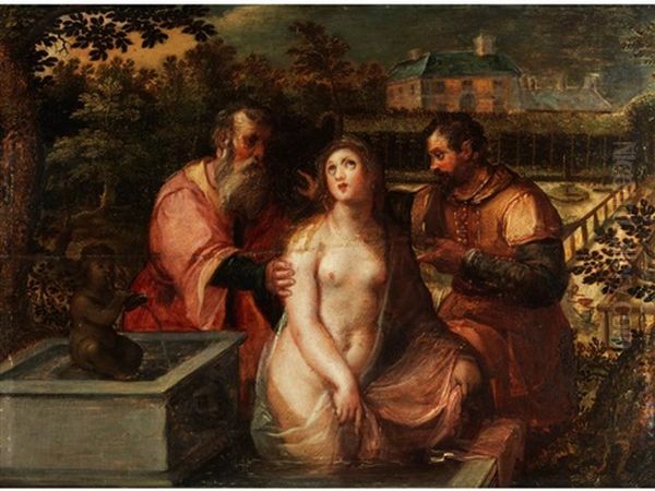 Susanna Und Die Beiden Alten Oil Painting by Hans Rottenhammer the Elder