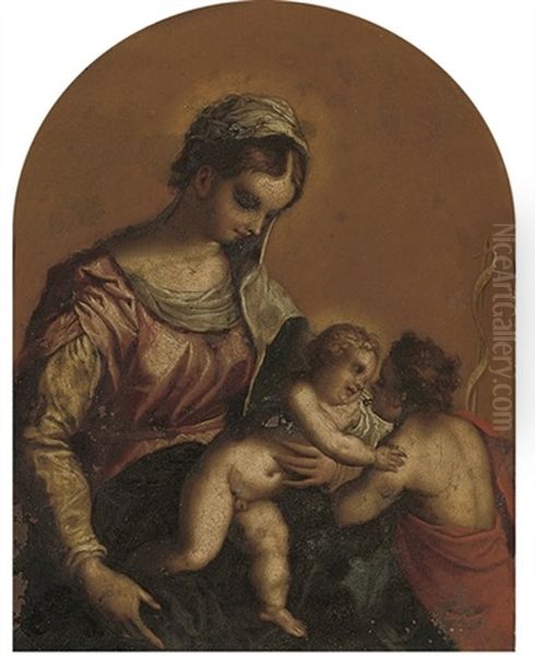 The Madonna And Child With The Infant Saint John The Baptist Oil Painting by Hans Rottenhammer the Elder