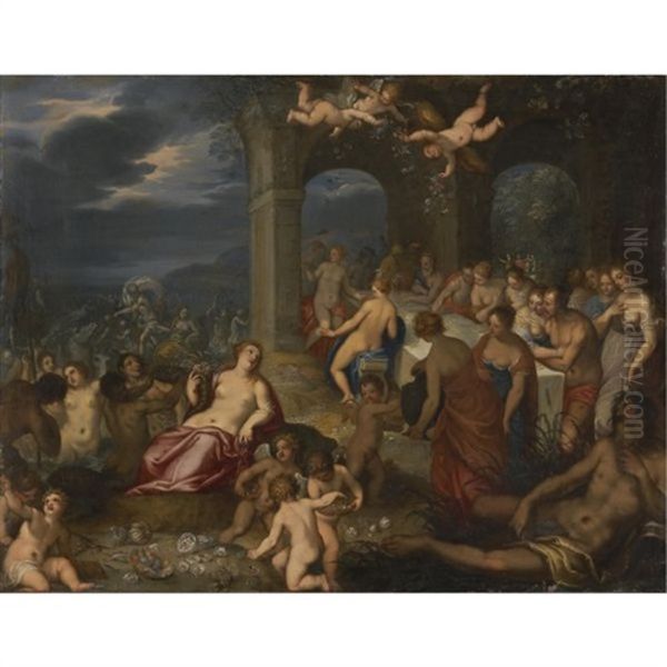 The Feast Of The Gods - The Marriage Of Peleus And Thetis Oil Painting by Hans Rottenhammer the Elder