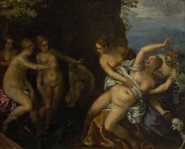 Die Nymphen Entdecken Die Schwangerschaft Der Kallisto Oil Painting by Hans Rottenhammer the Elder