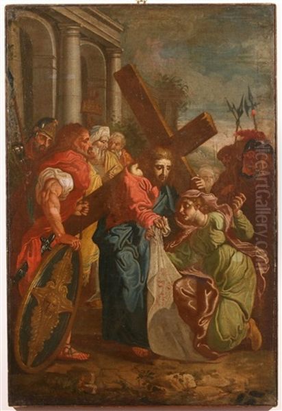 Christ Carrying The Cross (+ Another; Pair) Oil Painting by Hans Rottenhammer the Elder