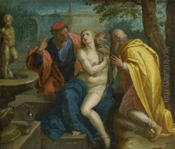 Susanna Und Die Beiden Alten Oil Painting by Hans Rottenhammer the Elder