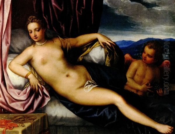 Venus Allongee Oil Painting by Hans Rottenhammer the Elder