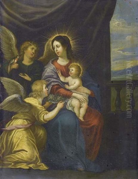 Maria Mit Jesuskind Und Engeln Oil Painting by Hans Rottenhammer the Elder