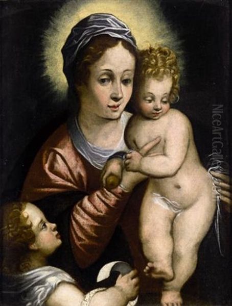 The Madonna And Child With The Infant Saint John The Baptist Oil Painting by Hans Rottenhammer the Elder