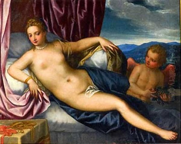 Venus Allongee Oil Painting by Hans Rottenhammer the Elder