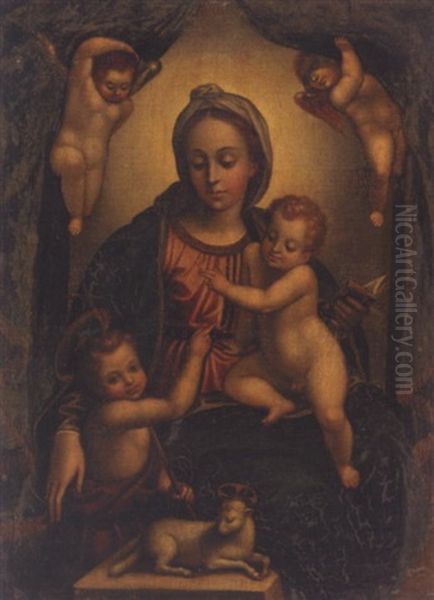 The Madonna And Child With The Infant Saint John The Baptist Oil Painting by Hans Rottenhammer the Elder