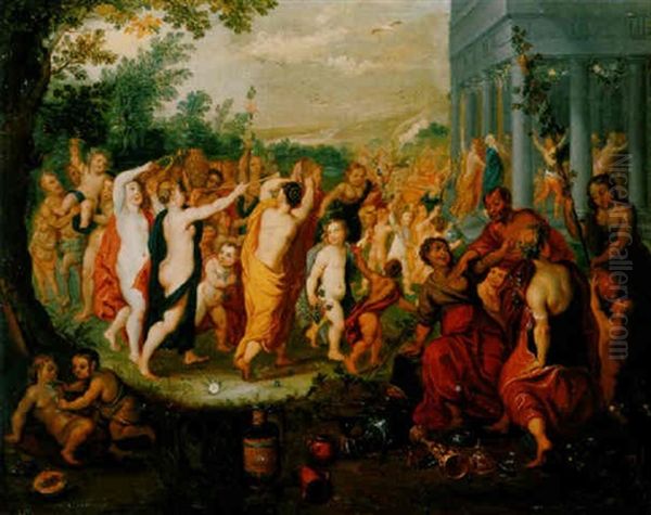 Une Bacchanale Oil Painting by Hans Rottenhammer the Elder