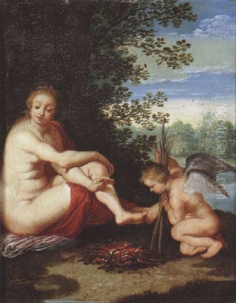 Venus Et Cupidon Oil Painting by Hans Rottenhammer the Elder