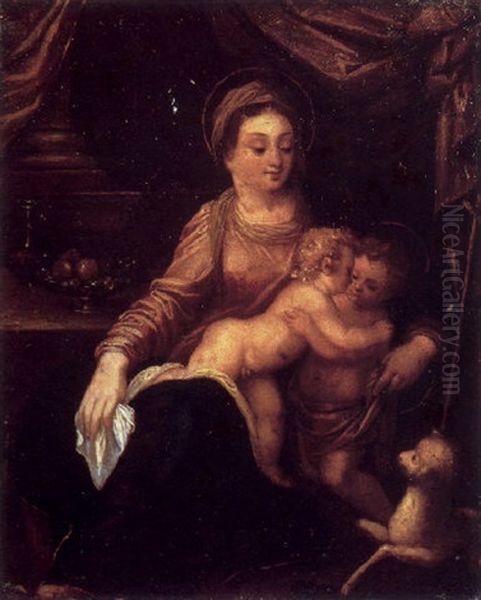 The Madonna And Child With The Infant Saint John The Baptist Oil Painting by Hans Rottenhammer the Elder