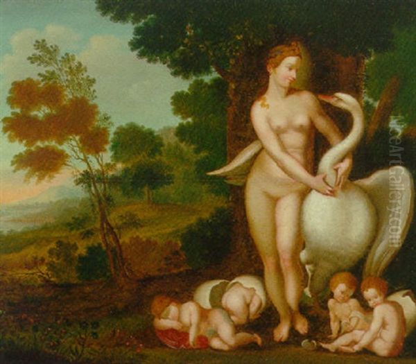 Leda And The Swan Oil Painting by Hans Rottenhammer the Elder