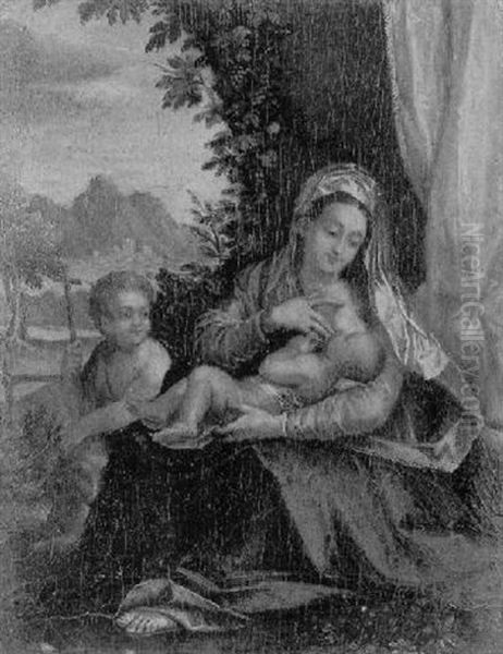 La Vierge A L'enfant Avec Saint Jean Baptiste Oil Painting by Hans Rottenhammer the Elder