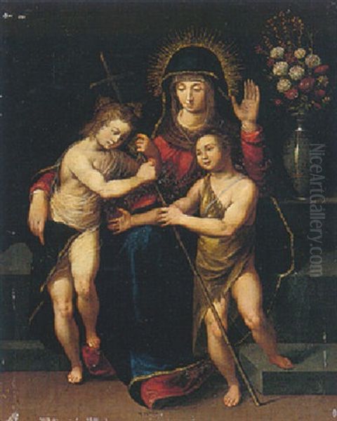 The Virgin And Child With The Infant Saint John The Baptist Oil Painting by Hans Rottenhammer the Elder