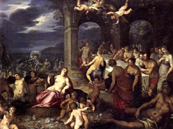 Peleus Og Thetis' Bryllupsfest Oil Painting by Hans Rottenhammer the Elder