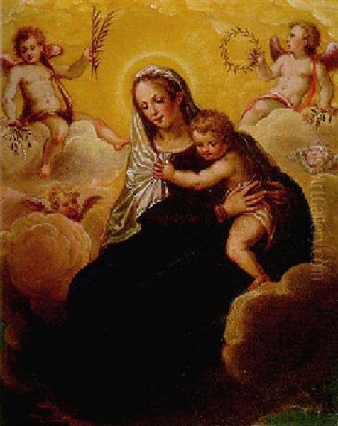 The Madonna And Child In Glory Oil Painting by Hans Rottenhammer the Elder