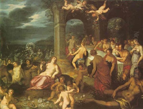 The Wedding Feast Of Peleus And Thetis Oil Painting by Hans Rottenhammer the Elder