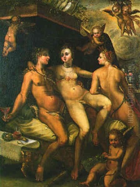 Venus, Bacchus And Ceres Surrounded By Putti Oil Painting by Hans Rottenhammer the Elder