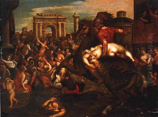 The Rape Of The Sabine Women Oil Painting by Hans Rottenhammer the Elder