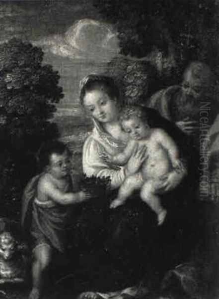 Holy Family With St. John In Landscape by Hans Rottenhammer the Elder