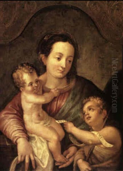 The Madonna And Child With The Infant St John Oil Painting by Hans Rottenhammer the Elder