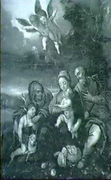 The Holy Family With Saint Elizabeth Oil Painting by Hans Rottenhammer the Elder