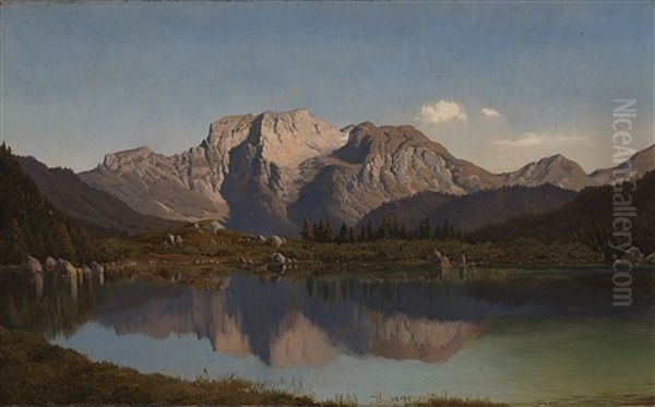 Lago Alpino Oil Painting by Carl Rottmann