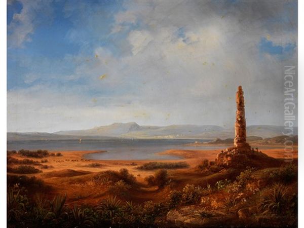 Blick Auf Die Ruine Des Apollontempels Auf Agina Oil Painting by Carl Rottmann