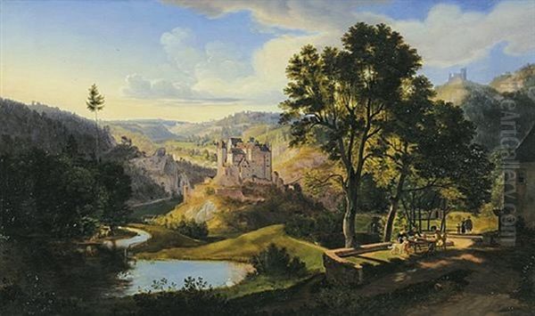 Burg Eltz Oil Painting by Carl Rottmann