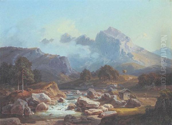 Gebirgsbach Im Hochgebirge by Leopold Rottmann