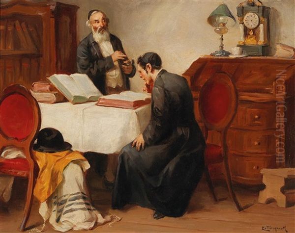 Talmud Lesson Oil Painting by Mozart Rottmann