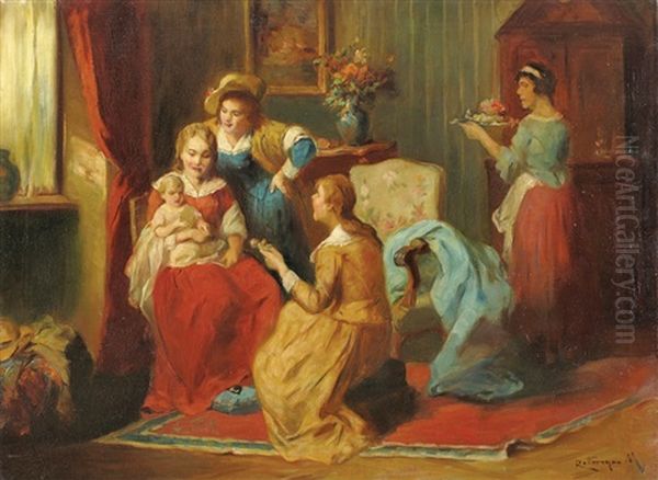 Women In A Room Oil Painting by Mozart Rottmann