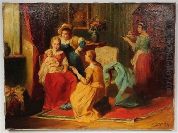 Domestic Scene Oil Painting by Mozart Rottmann