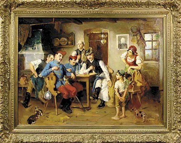 Pub Scene Oil Painting by Mozart Rottmann