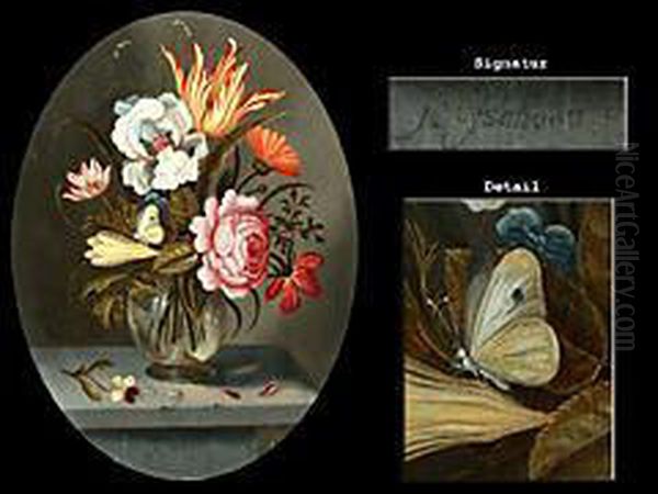 Blumenstrauss Mit Tulpe, Iris Und Rose In Einer Glasvase Oil Painting by Abraham Bosschaert