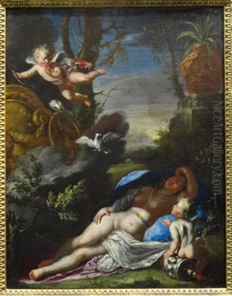 Le Sommeil De Venus Oil Painting by Johann Franz Michael Rottmayr