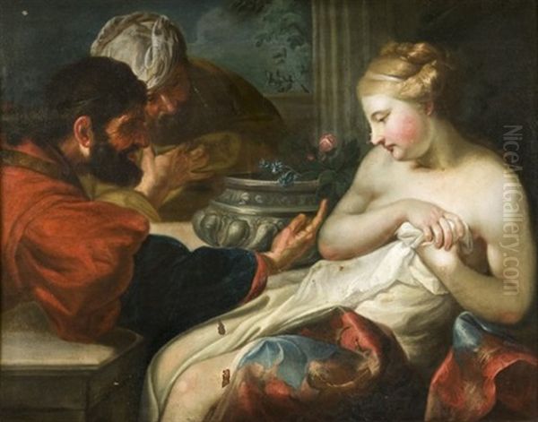 Suzanne Et Les Vieillards Oil Painting by Johann Franz Michael Rottmayr