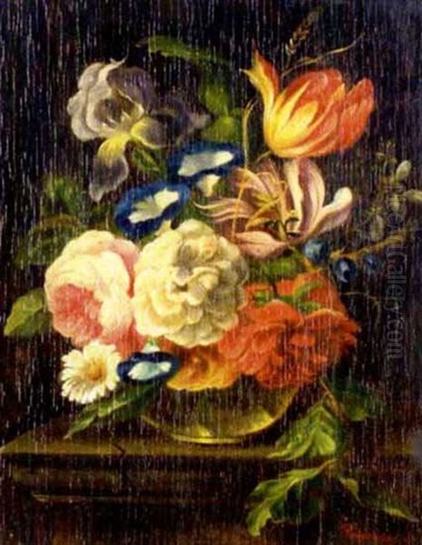 Blumenstillleben Oil Painting by Franz Angelo Rottonara