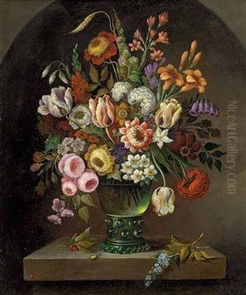 Blumenstillleben In Glasvase Oil Painting by Ambrosius the Elder Bosschaert