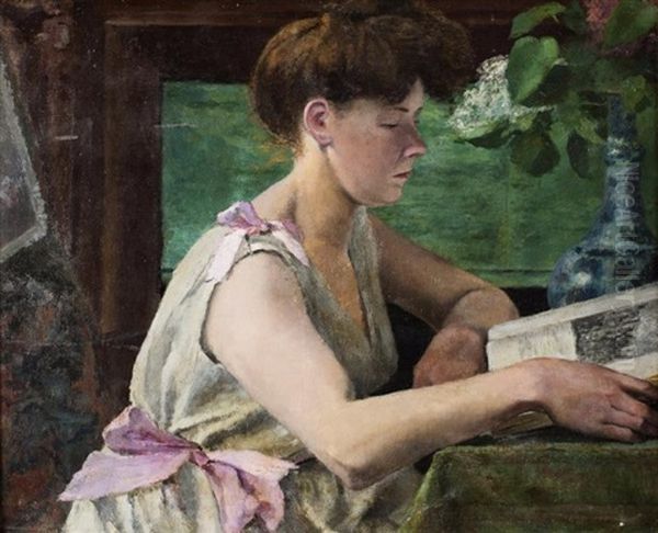 Femme A La Lecture Oil Painting by Henri Stanislaus Rouart