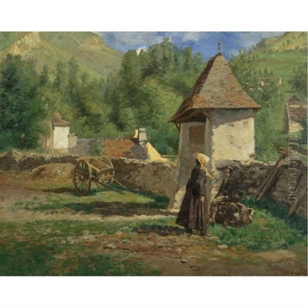 A Gedres (basses Pyrennees) Oil Painting by Henri Stanislaus Rouart