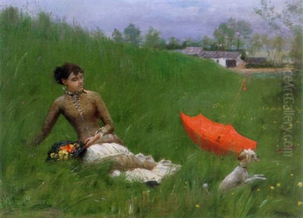 Enjoying The First Days Of Spring Oil Painting by Henri Stanislaus Rouart