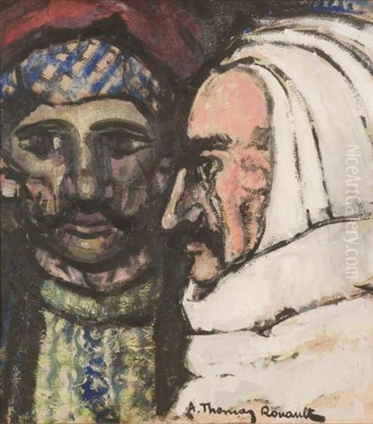 Portraits De Deux Hommes Oil Painting by Andre Thomas Rouault