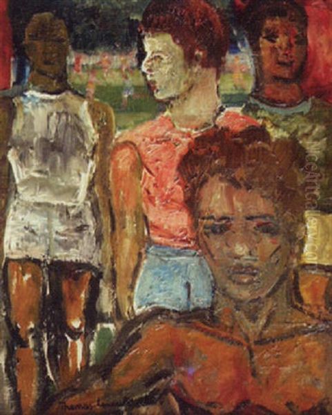 Sportifs, Parc Lyautey - Casablanca Oil Painting by Andre Thomas Rouault