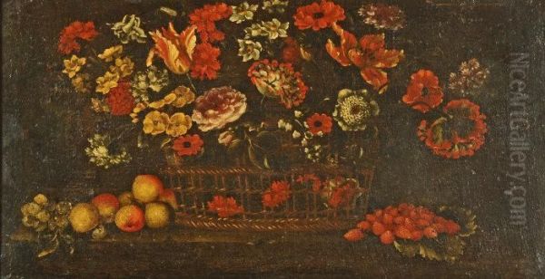 Still Life Of A Basket Of Summer Flowers Oil Painting by Johannes Bosschaert