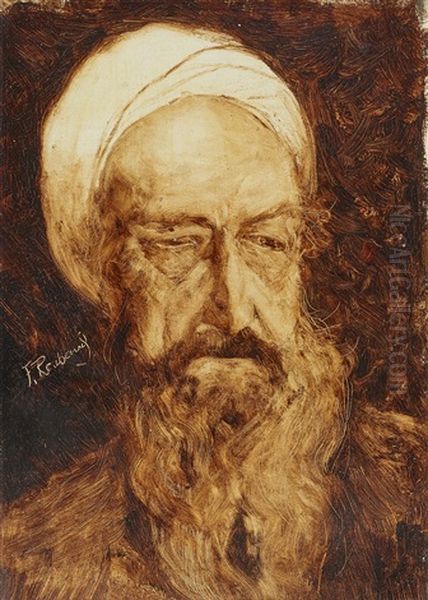 Bildnis Eines Bartigen Orientalen (imam Schamil?) Oil Painting by Franz Roubaud