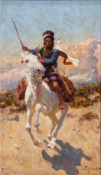 Circassian Horseman Oil Painting by Franz Roubaud