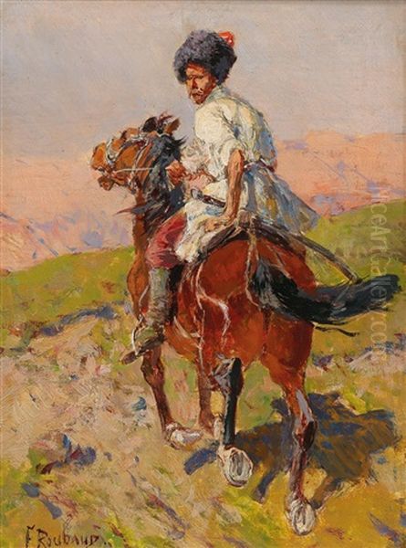 A Circassian Rider In The Mountains by Franz Roubaud