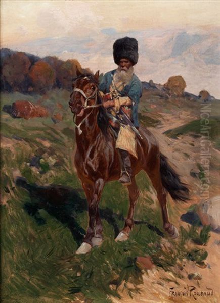 Bartiger Kosakenreiter Oil Painting by Franz Roubaud